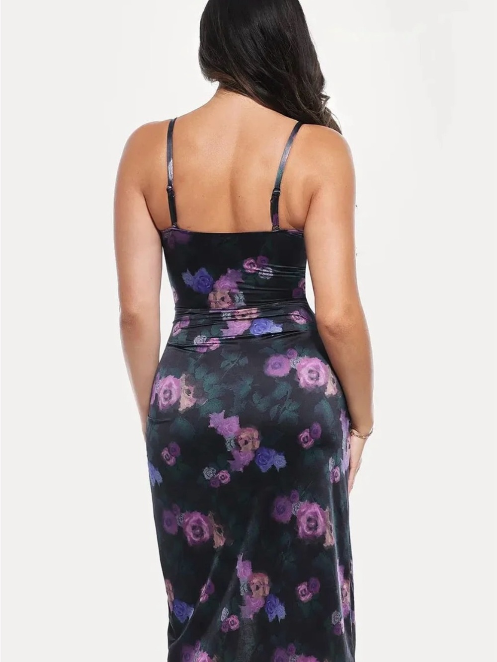Shapewear Lace Trim Sculpting Floral Midi Dress with Built-In Shapewear size S - Picture 2 of 7